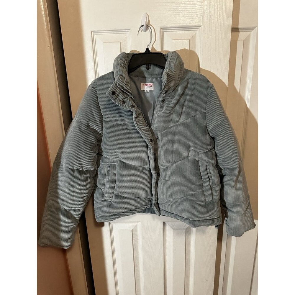 Ci Sono Coat Jacket Womens Medium Olive Corduroy Long Sleeve Outwear Ladies